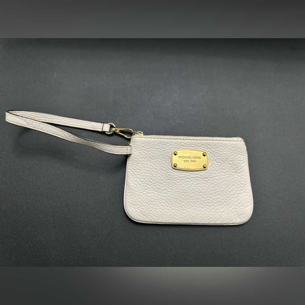 Michael Kors Cream Pebbled Leather Wristlet